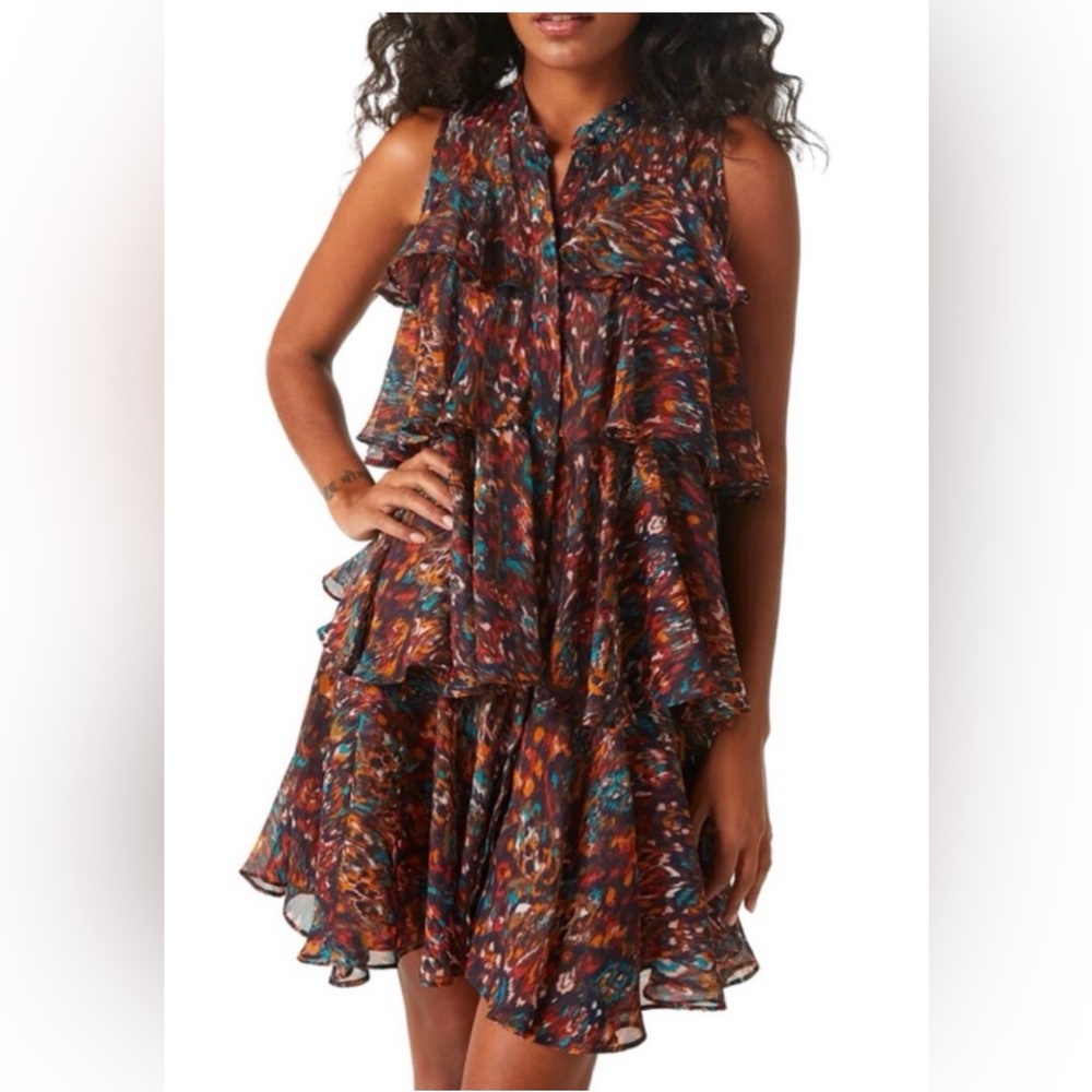 Misa Los Angeles EMOGENE DRESS IN PEACOCK ABSTRACT NWT